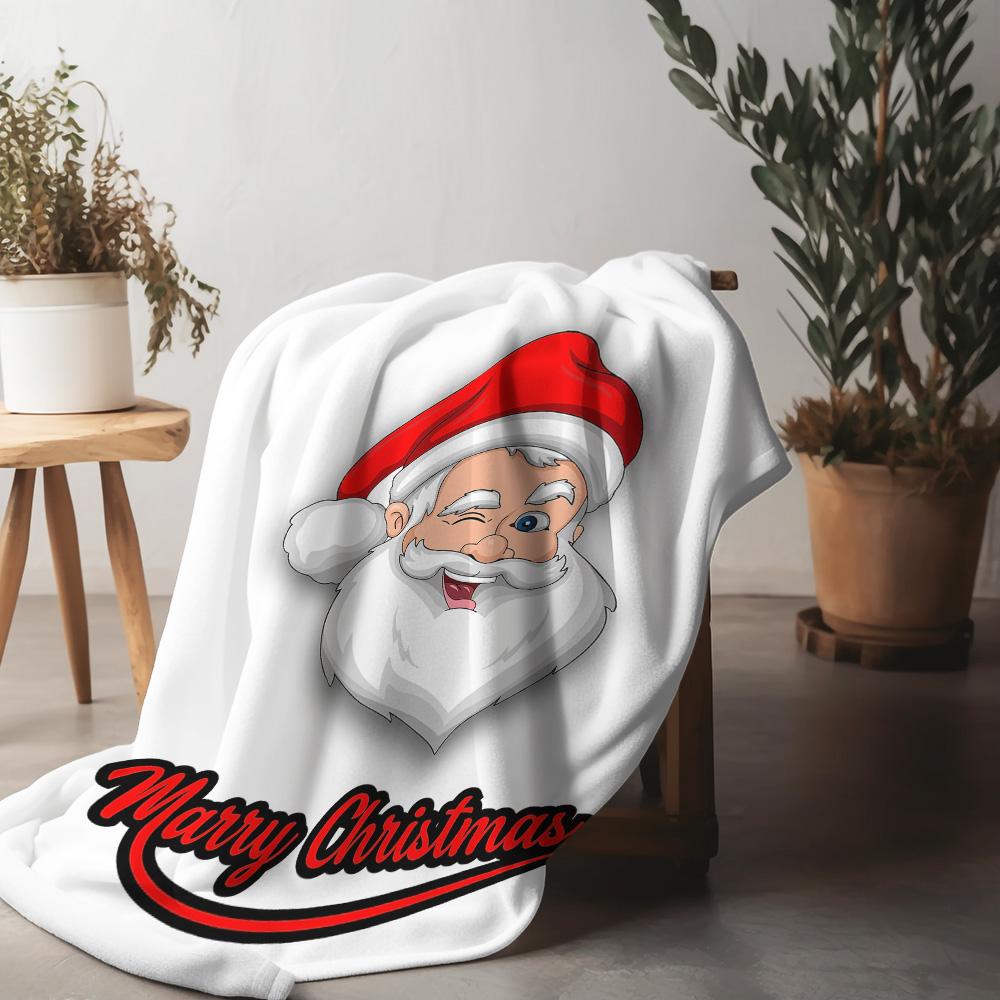 Tuniu Santa Claus Christmas Blanket Soft Cozy Warm Throw Blanket for Sofa Bed Bedroom Decoration
