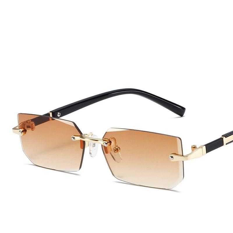 Модные солнцезащитные очки без оправы для мужчин и женщин, модные безрамочные прямоугольные солнцезащитные очки в стиле ретро, ​​летние очки для путешествий UV400