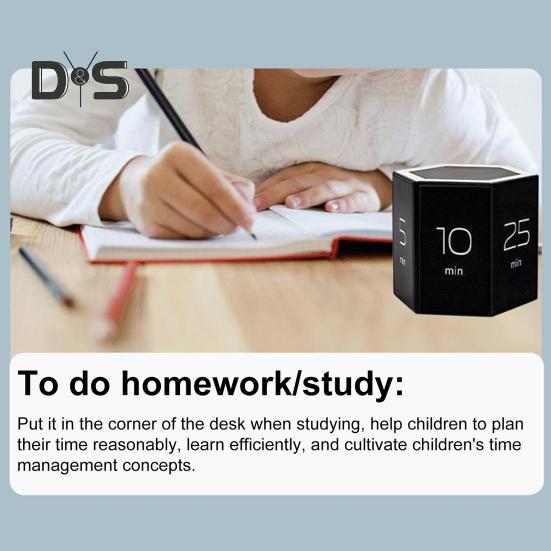 Вращающийся таймер Pomodoro на 5-60 минут, светодиодный дисплей, ползунковый переключатель, шестигранный стол, перевернутый таймер производительности, вибрация, беззвучный будильник для работы, учебы, кухни