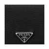 Prada Enamel Metal Triangle Logo Flip Closure Leather Wallet Men's Black