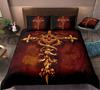 Jesus Cross Duvet Cover Set King Queen Size Christian Retro Design Polyester Quilt Cover for Teens Adult Jesus Christ Believer