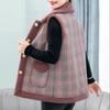 Vest Women's Autumn and Winter Wear Plus Velvet Thick Large Size Middle-aged and Elderly Plaid Sleeveless Jacket