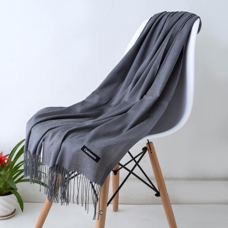 Женский зимний шарф, шарфы из чистого кашемира с кисточкой, теплая повязка на голову с толстой шеей, женские шали, обертывания