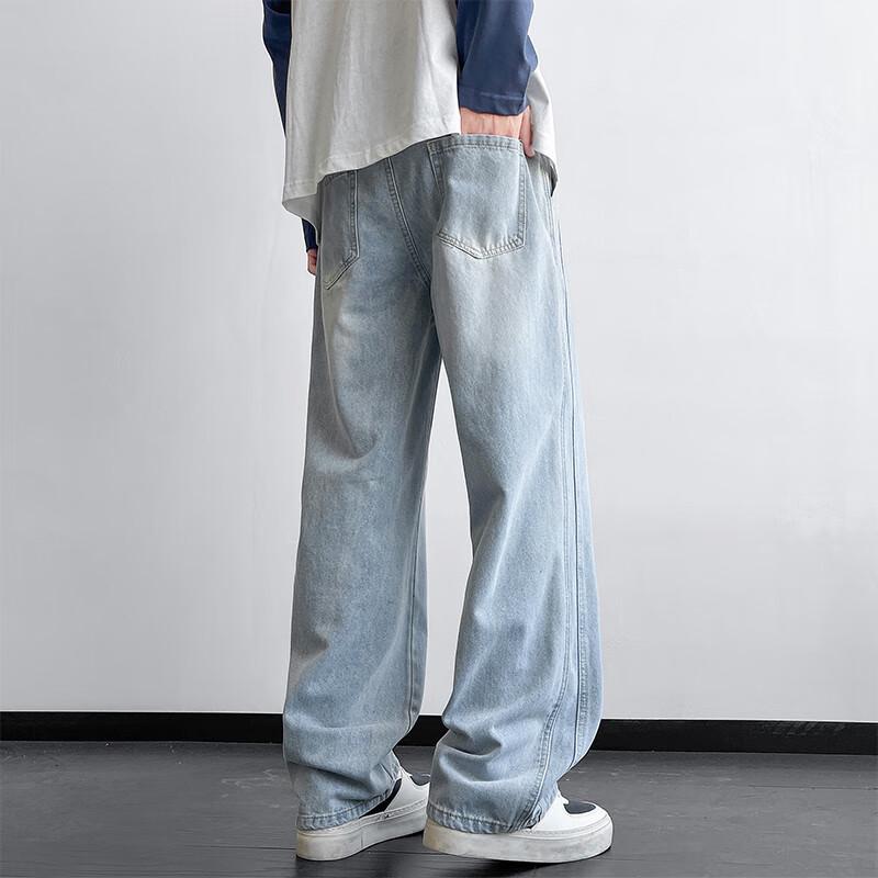VUUG Мужские летние тонкие джинсы прямого кроя, свободные, повседневные
