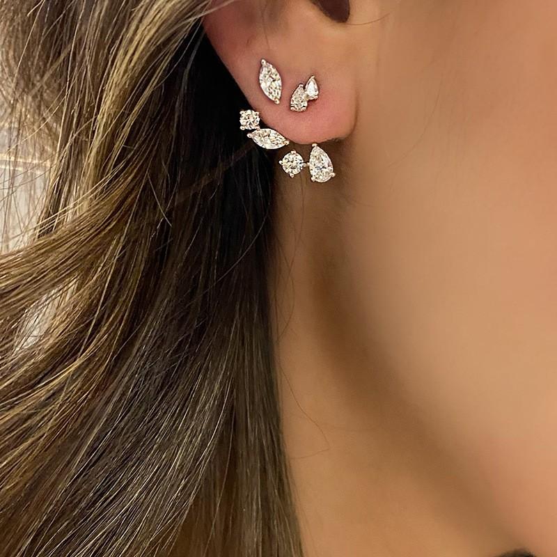 Elegant Zircon Stud Earrings Sterling Geometric Irregular Design Minimalist Chic Jewelry Daily Wear