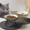 High-Footed Ceramic Cat Bowl - Anti-Tip, Anti-Cervical Spondylosis, Ideal for Snacks & Canned Food