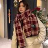 Christmas Red Scarf Women's Winter Atmosphere Plaid New Retro Scarf Warm and Advanced Sense
