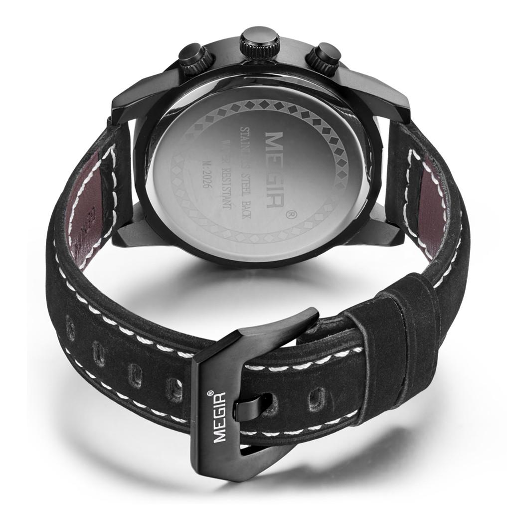 Мужские кварцевые часы MEGIR на кожаном ремешке