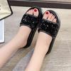 Женские тапочки с открытым носком и блестками, большого размера, на толстой подошве, летняя, новая, для отдыха на природе, пляжная, модная, повседневная женская обувь