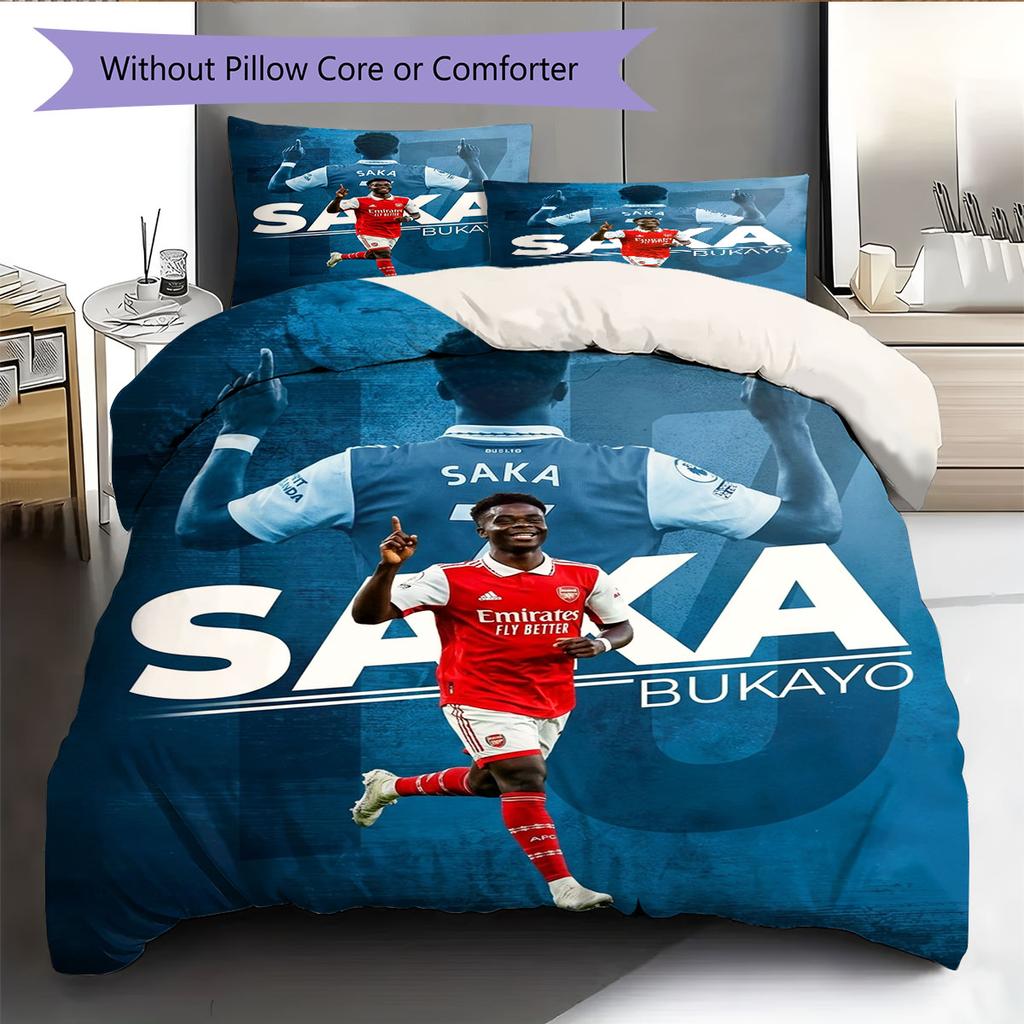 Bukayo Saka player Bedding Quilt Set Quilt Cover Pillowcase Home Decoration Birthday Gift (1 * duvet cover + 2 * pillowcase, without core)