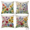 4Pcs Floral Printed Cushion Cover Tulip Rose Sunflower Daisy Lavender Pillow Case Polyester Home Decor Sofa Bedroom Living Room