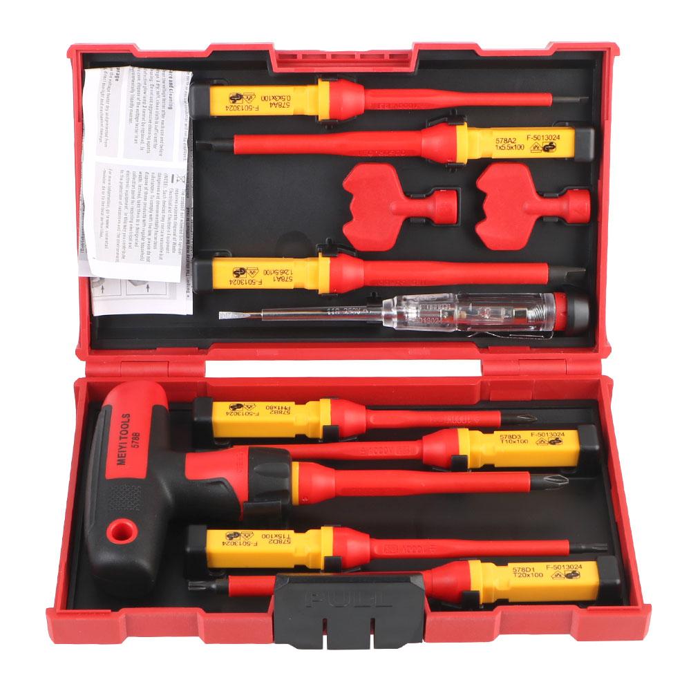 1000V with Phillips Slotted Torx Bits Electronic Insulated CR-V Magnetic Tip T-shaped Screwdriver Kits