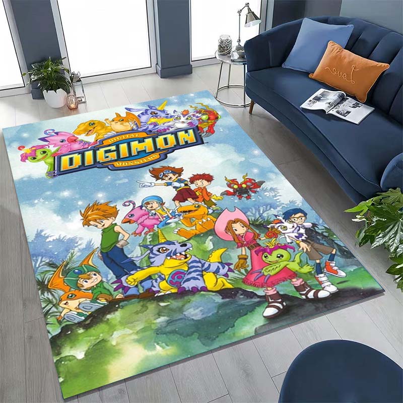 The New (Digimon) Rug Is Suitable for Home Décor in Game Rooms, Bedrooms, Living Rooms, Sofas, and Other Areas.