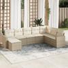 8 piece Garden Sofa Set with Cushions Beige Poly Rattan