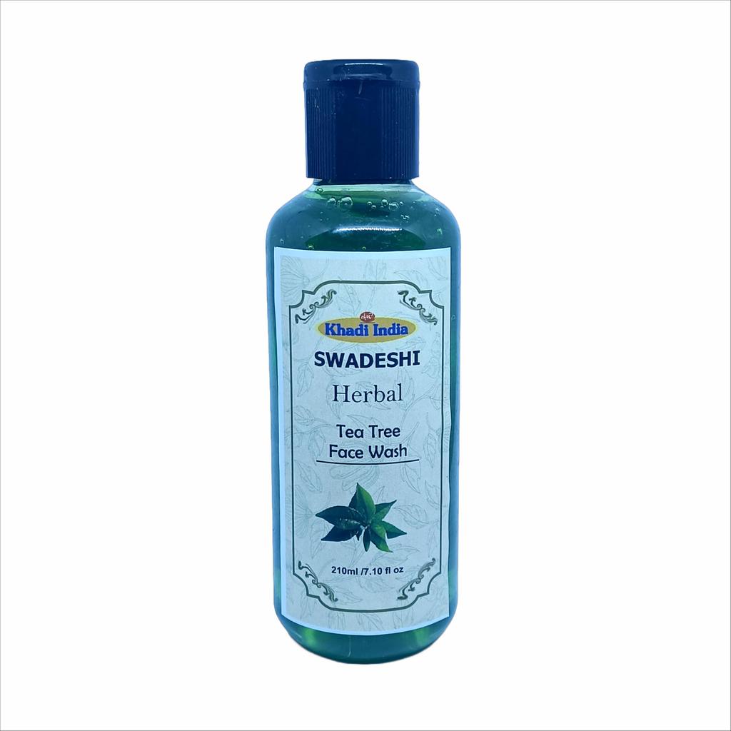 Khadi Natural 100% Травяное средство для умывания лица с чайным деревом - Очищающее средство против акне и для контроля жирности для чистой, свежей кожи, борется с бактериями и высыпаниями, без сульфатов и парабенов