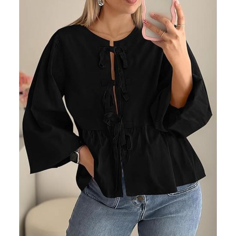 Осенняя мода повседневная рубашка с бретельками спереди и бретельками сверху женская одежда блузки и рубашки