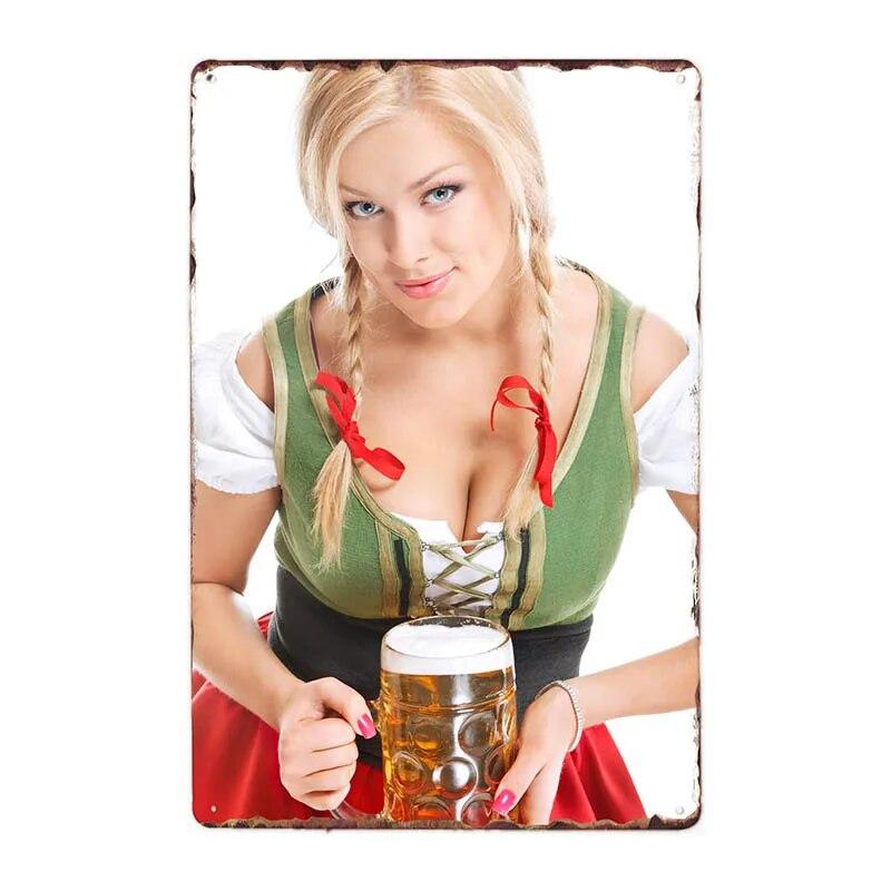 Pin Up девушки пиво металлические знаки винтажная доска сексуальная леди паб-бар настенный постер живопись домашний декор 20x30 см
