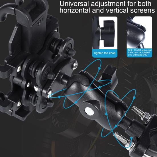 Motorcycle Phone Holder Adjustable Shock Absorption One Hand Operation Universal Bicycle Handlebar GPS Phone Holder Bicycle Supplies