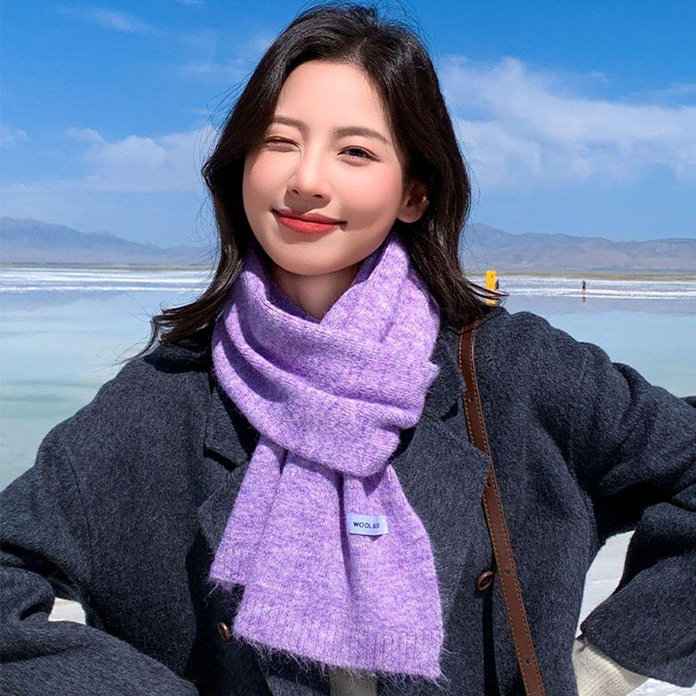 Versatile Warm Neck Warmer Coldproof Solid Color Knitted Scarf Windproof Scarves Bib Autumn and Winter