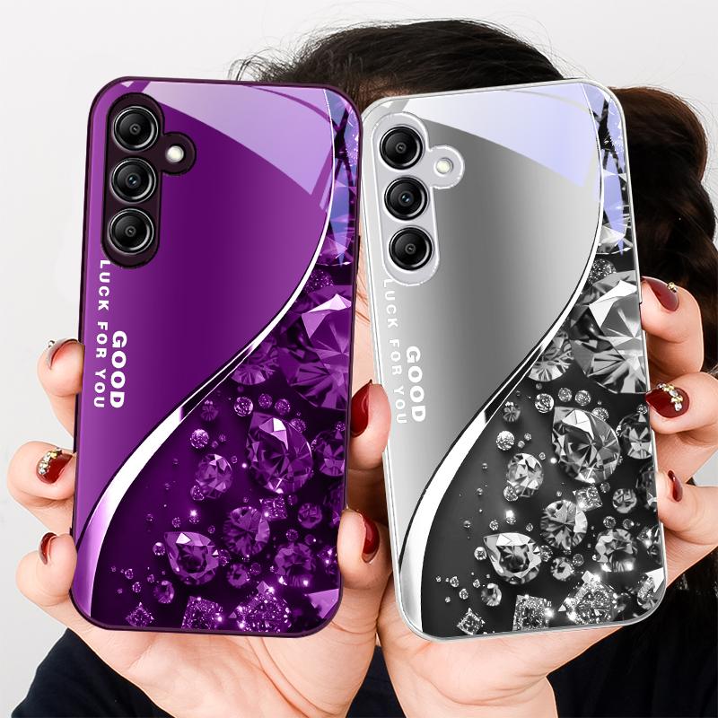 Цветной Алмазный Градиентный Для Samsung Galaxy A01 A02 A03 Core A04 A14 4G A13 54 34 31 20 25 23 22 5G S21 Ultra S20 Стеклянный Чехол для Телефона