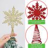 Snowflake Tree Topper Gold Red Glittered Iron Star for Christmas Tree Easy Installation Festive Decoration for Holiday Parties