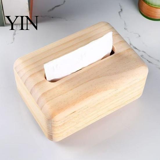 Wooden Tissue Box Holder Solid Wood Box, Rectangular Dispenser, Flip Top Natural Grain Lid Napkin Case for Living Room Bedroom And Hotel Office Desk