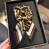 Luxury 2025 Satin Leopard Print Hair Scarf Women Kerchief Neck Tie Hand Wrist Foulard Shawl Wraps Head Hijab Bandana Echarpe