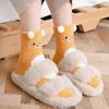 Christmas Gift Girls Plush Sleep Bed Sock Fluffy Soft Cute Bear Thickening Coral Velvet Socks