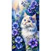 Кошка Цветок 5D DIY Полная Выкладка Круглыми Алмазами Набор для Алмазной Живописи для Домашнего Декора Стен