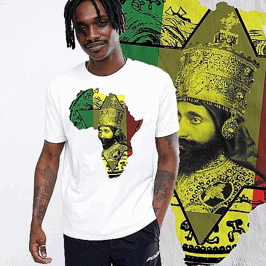 Reggae T-shirt Roots Rock Rasta Flag Jah Rastafari Haile Selassie Rastaman Tee