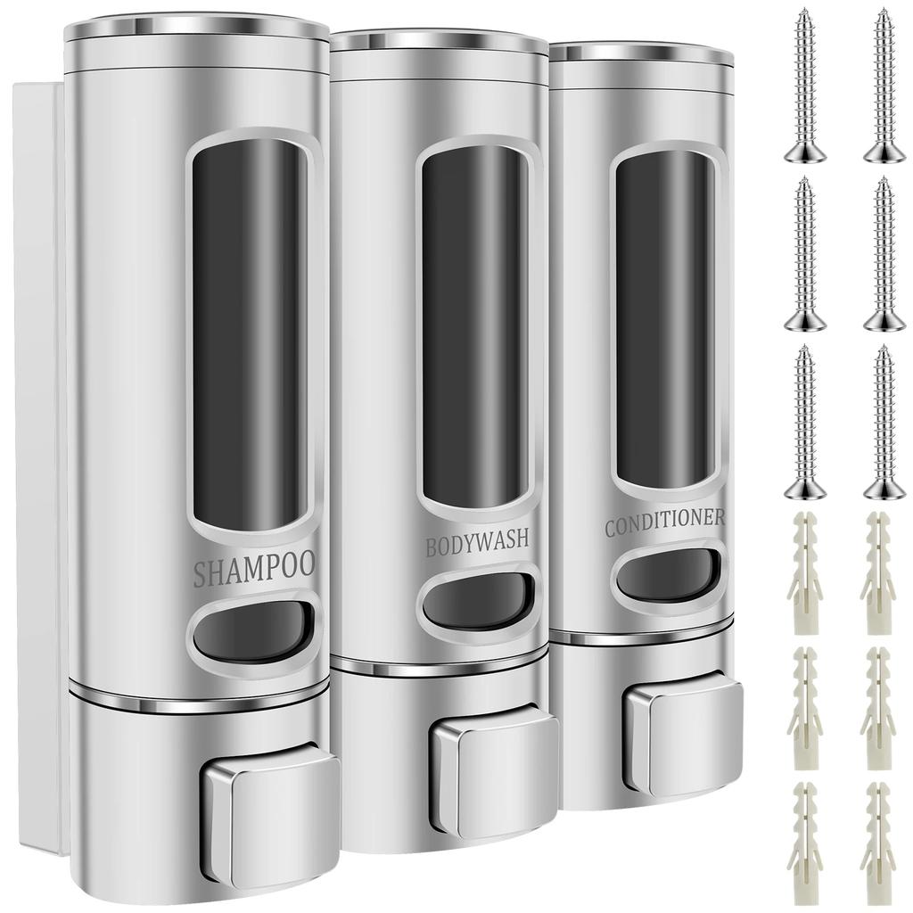 3 Chamber Shampoo Dispenser Refillable Liquid Soap Dispenser Wall Mounted Bottle Bathroom Containers  for Shower Home Hotel SPA