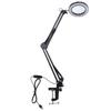 LED Clamp Light with 5X Magnifier Adjustable Brightness Workbench Lamp for Industrial Repair