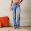 Spring Women's Washed Street Micro Raglan Vintage Hole Breaking Long Jeans
