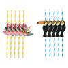 [Q8118] - Set of 10 Decorative Straws 'Tropical' Blue Yellow - 20 Cm