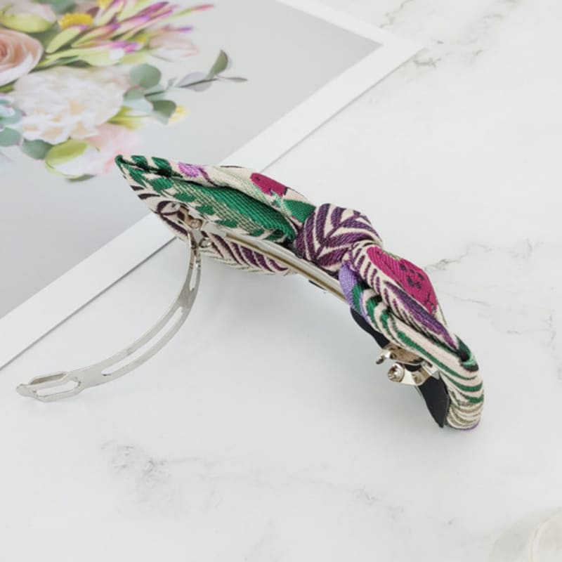 MAIA Rose Jacquard Ribbon Pin - Purple