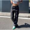 Женские широкие мешковатые джинсы, женские винтажные брюки Y2K Punk с низкой талией, свободные джинсовые брюки, уличная мода, дрянные длинные брюки-скейтеры