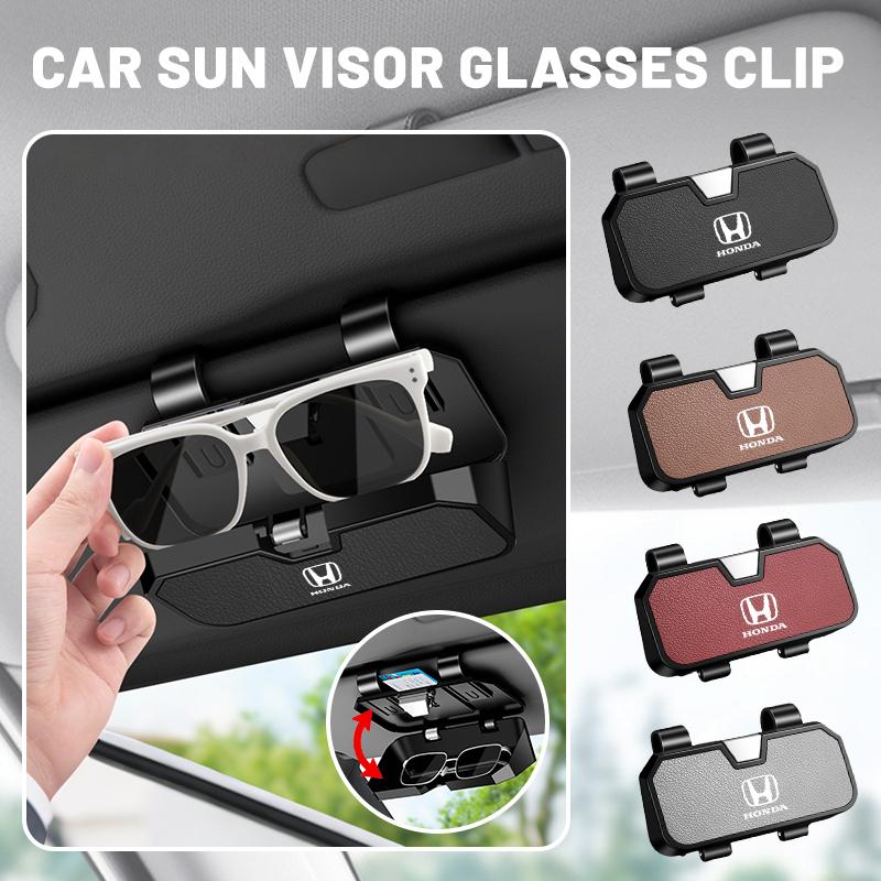 ydcr7 Car Logo Sun Visor Glasses Box Sunglasses Clip Card Ticket Holder For Honda Civic Fit Accord CRV Spirior Odyssey CITY Envix Jade