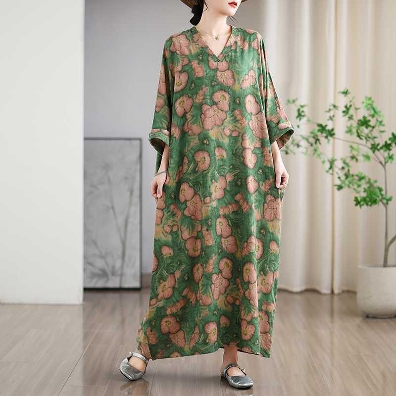 Новые винтажные платья с цветочным принтом в стиле «отпуск» и V-образным вырезом