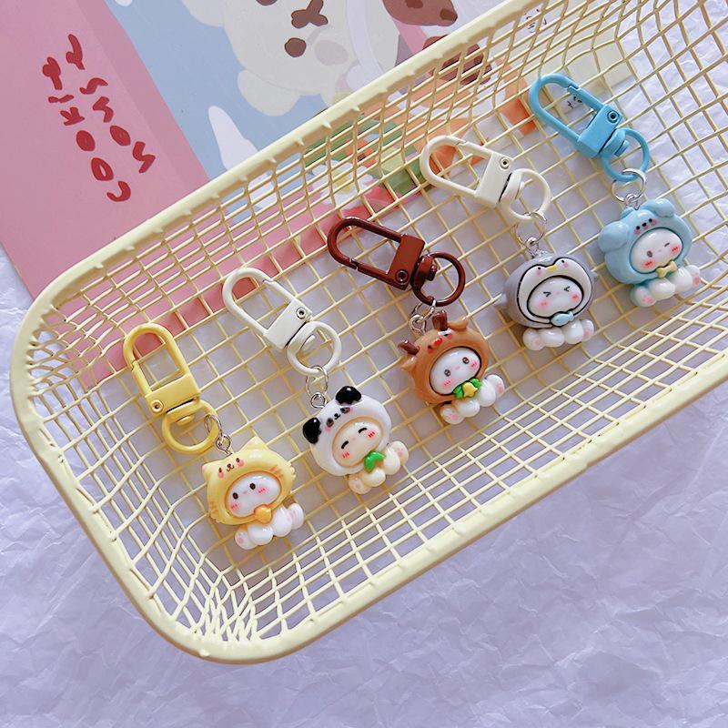 Милый глянцевый чехол на голову, брелок с маленьким кроликом, рюкзак, мультяшная подвеска, украшения, аксессуары, подарок