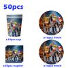 Robot Boy Happy Birthday Party Supplies Set Roblox Themed Paper Tablecloth Plate Cups Cake Balloons Baby Shower Game Decorations
