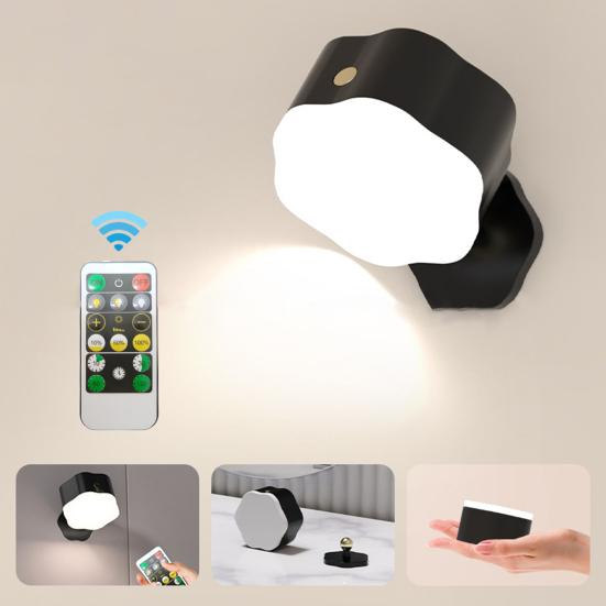 Светодиодный настенный светильник с 3 уровнями яркости, регулируемой яркостью, регулируемым углом наклона, простой в установке, заботящийся о глазах ночной светильник с дистанционным управлением