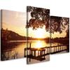 Three Piece Picture Canvas Print Sunset Lake