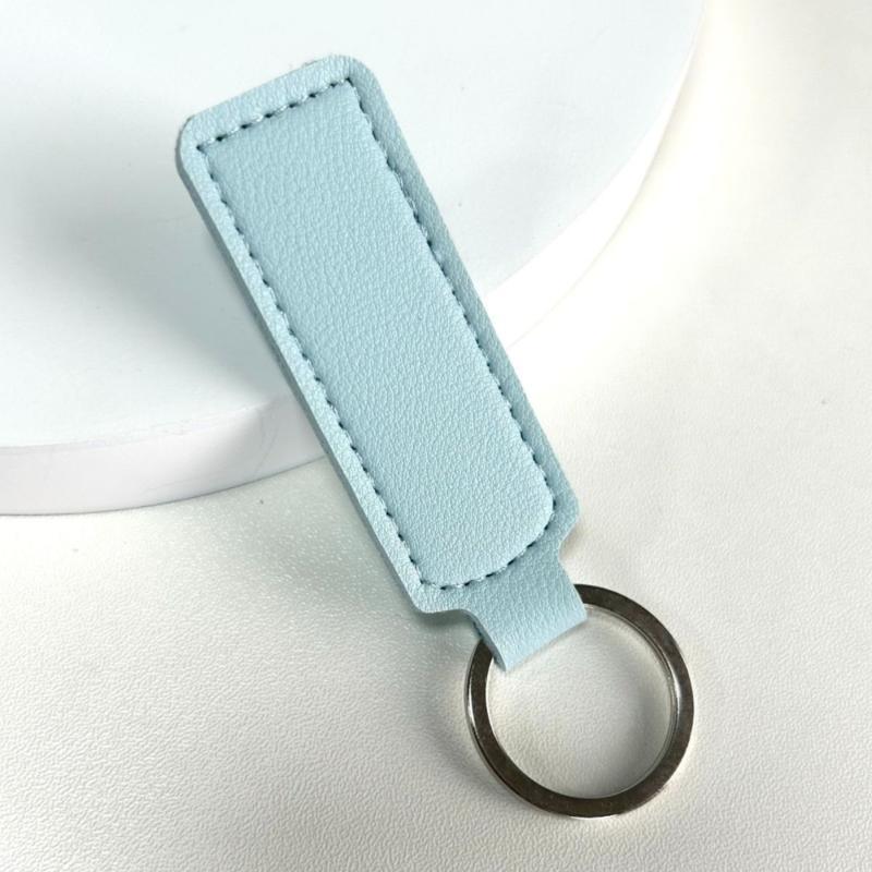Simple PU Leather Keychain Soft Touch Solid Color Mini Key Holder Fashion Bag Pendant Decor for Daily Use