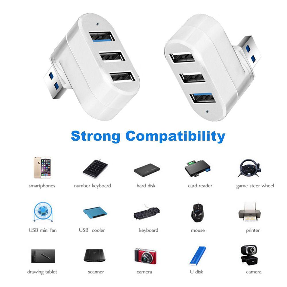 New Rotatable High Speed Mini 3 Ports Splitter Box Adapter USB 3.0 Hub