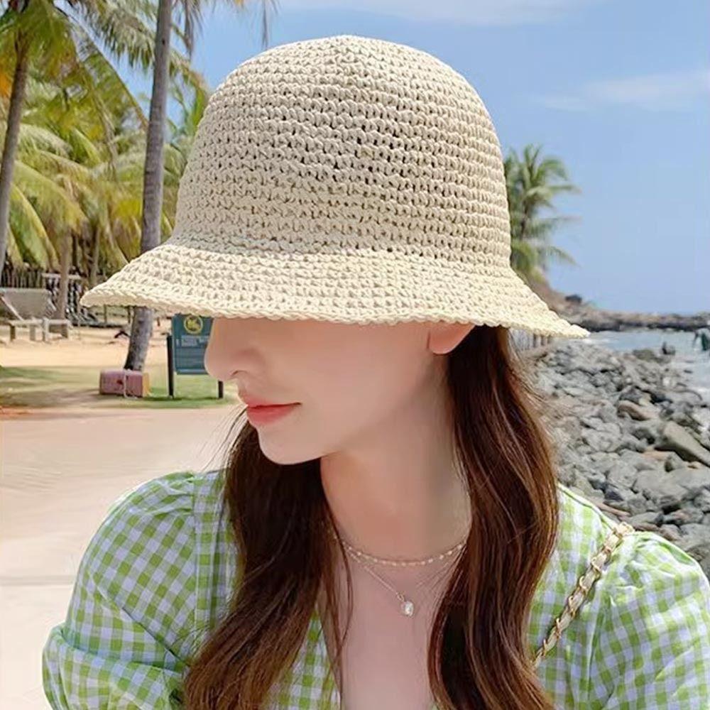 Foldable Beach Cap UV Protection Panama Cap Women Shade Hat