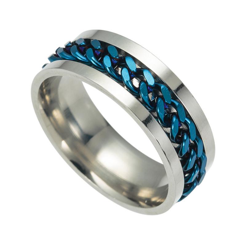 Панк Мужская Женская Цепочка Из Нержавеющей Стали Инкрустированное Кольцо На Палец Ювелирные Изделия Очарование Подарок Кольцо Из Нержавеющей Стали