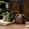 Retro Tea Cup Storage Bag Interwoven Silk Brocade Handbag Printing Teapot Cloth Pouch  Camping