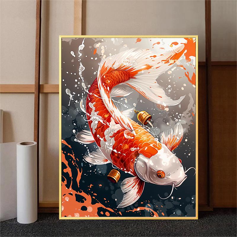 5d DIY Diamond Painting Cross Stitch Koi Goldfish Diamond Embroidery Mosaic Animal Full Round Drill Home Decor