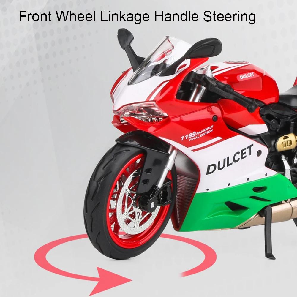 1:Модель мотоцикла 1/12 1199 HP4, игрушечная машинка, металлическая литая, поворот колеса, амортизация, модели мотоциклов для детей, подарки