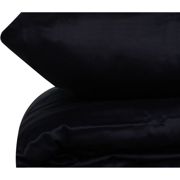Parure de lit - 1 housse de couette 220 x 240 cm + 2 taies d'oreiller 60 x 60 cm - Satiné 100% coton - Bleu